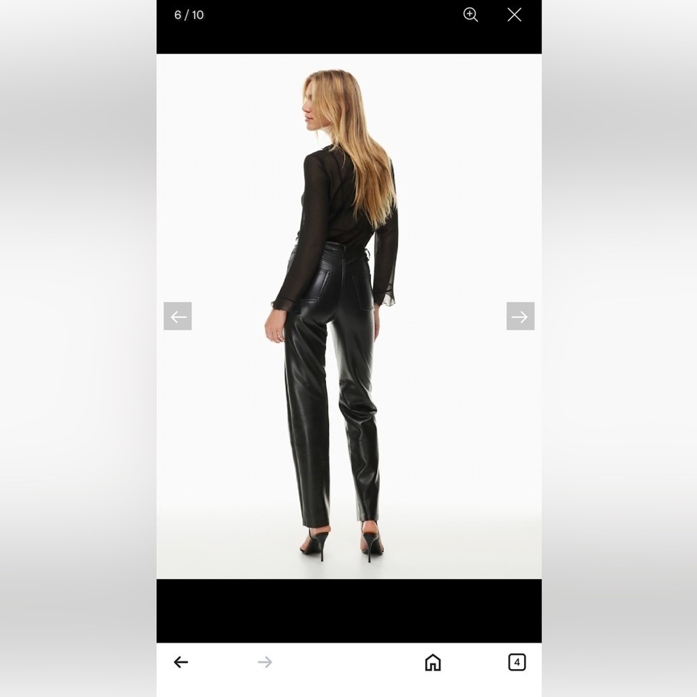 Wilfred Melina Black Vegan Leather Pants Size 2 Moto Biker Straight Leg - Picture 3 of 15